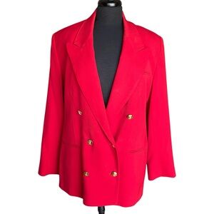 Classic Red Wool Double Breasted Blazer
